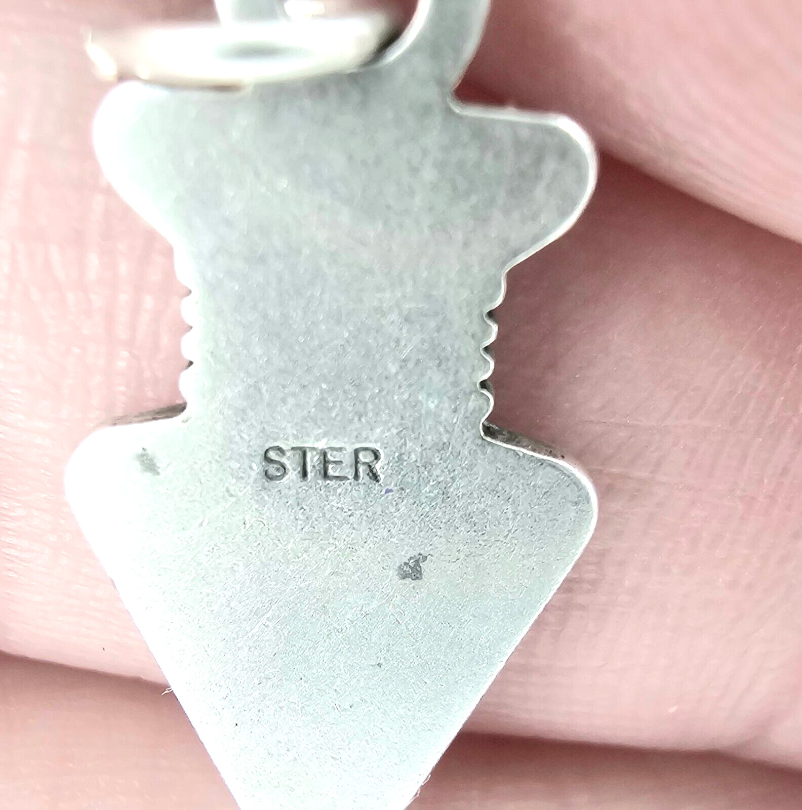 925 Solid Sterling Sliver 3D Arrowhead Charm, Textured Pendant