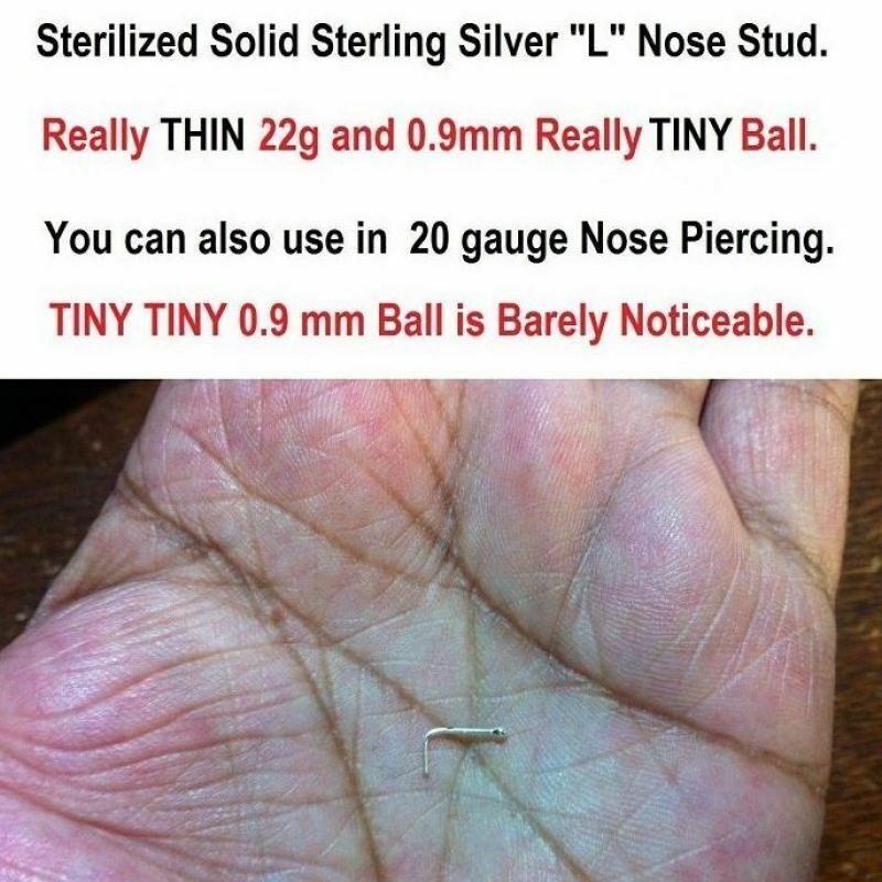 TINY TINY TINY (Only0.9mm) SMALLEST BALL 22g Sterilized Nose “L” Stud.