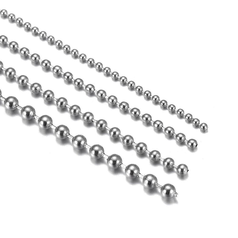 Stainless Steel Finished Chains Necklace Ball Chain with Findings Bundle Steel J