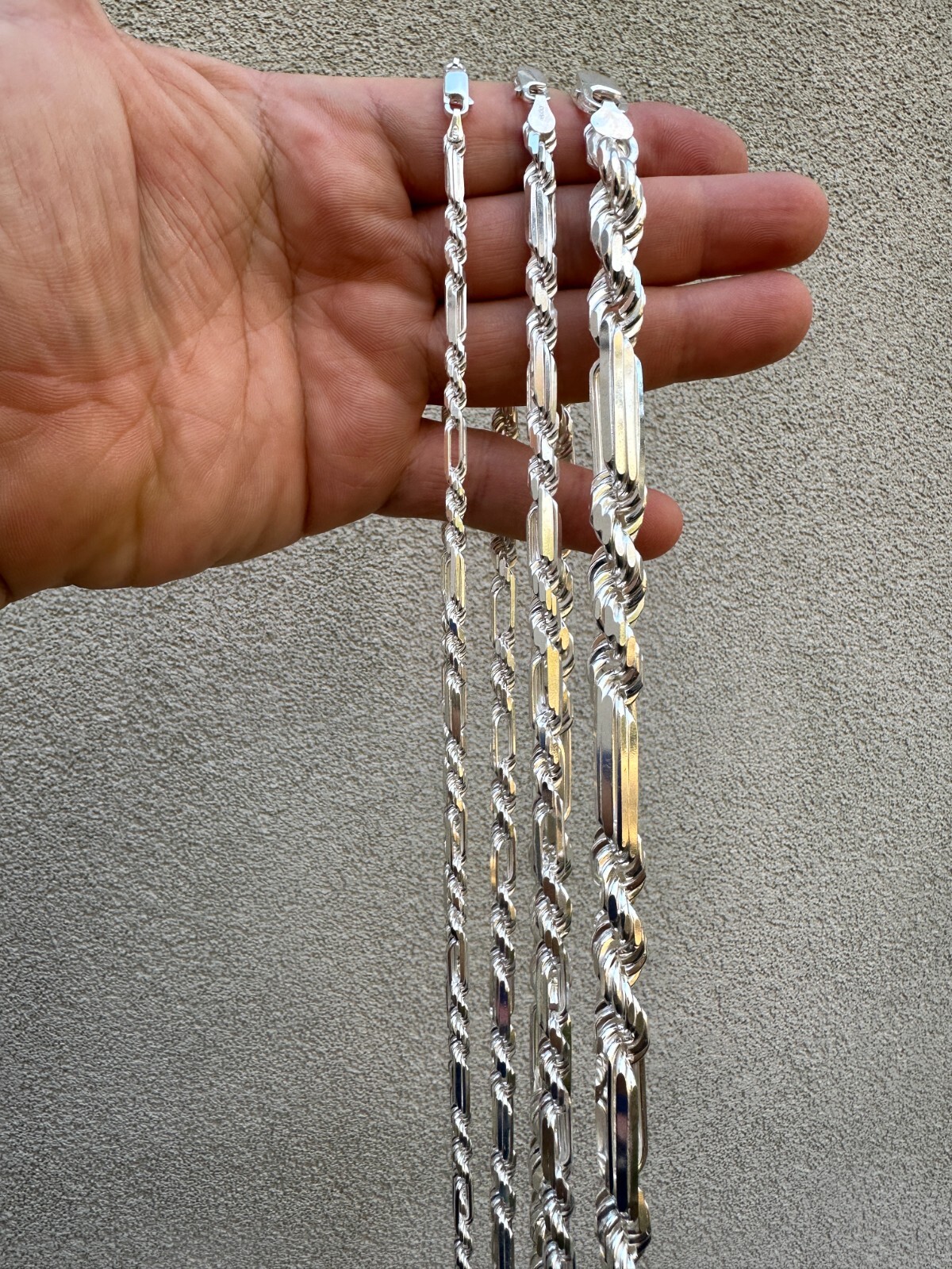 FigaRope Milano Chain Real Solid 925 Sterling Silver Necklace Or Bracelet 4-10mm