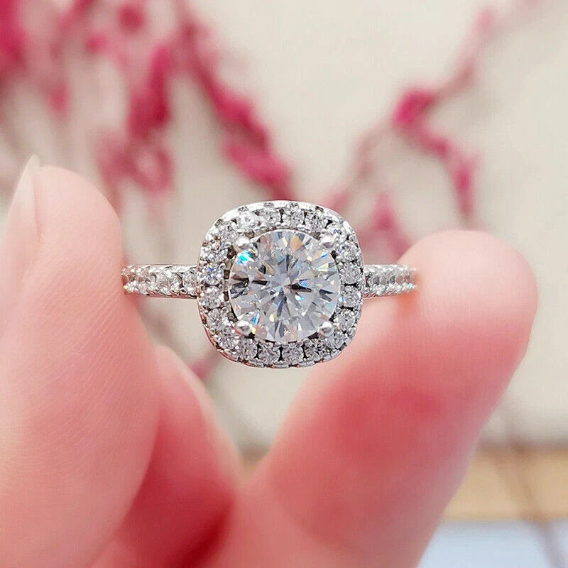 2.00Ct Round Cut Lab Created Moissanite Ring For Her 14K White Gold Plated
