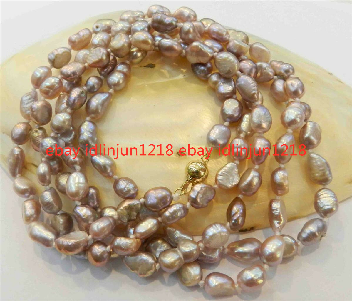 LONG 36” INCHES 7-8MM PURPLE Baroque CULTURED PEARL NECKLACE