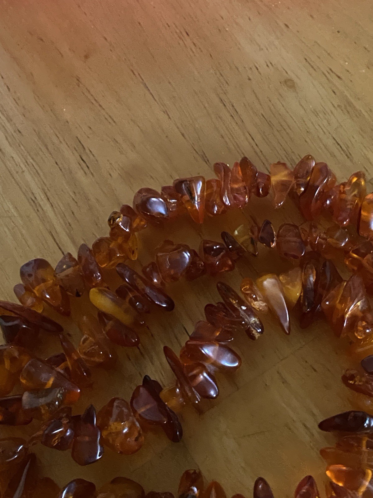 Braun Graduated Endless Amber Necklace 28. New. Never Worn