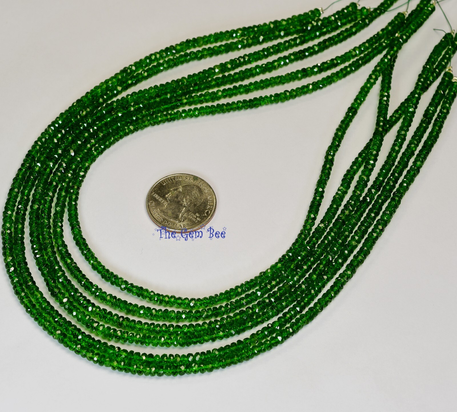 3.2mm-4.2mm Siberian Chrome Diopside Faceted Green Rondelle Bead 16″ Strand