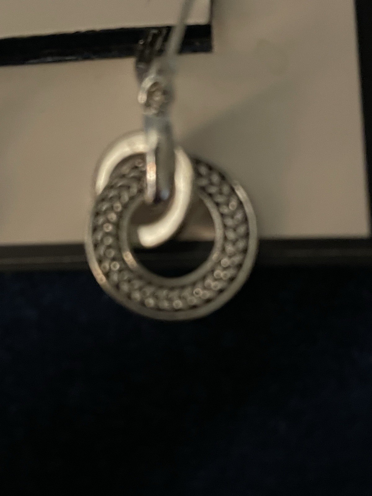 Dana Buchman Silver Tone Round Double Circle Dangle Hook Earrings No Stone