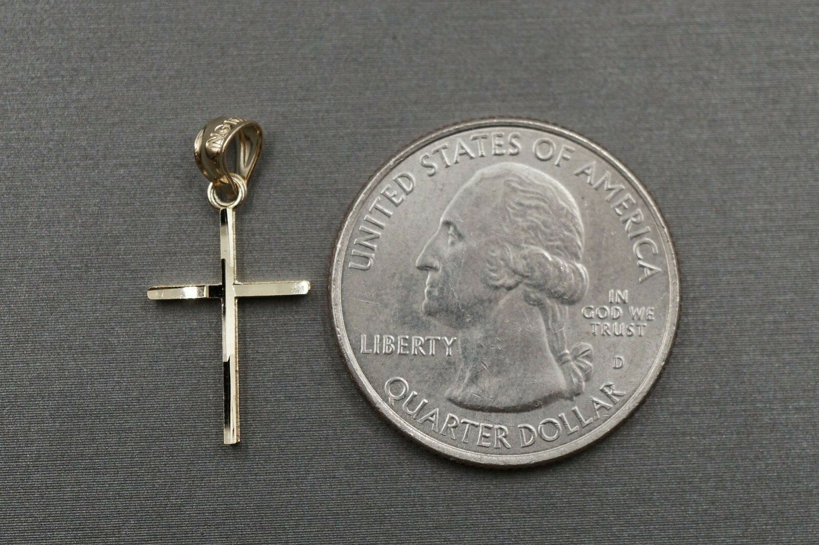10K Solid Yellow Gold 0.9″ Small Diamond Cut Crucifix Cross Charm Pendant.