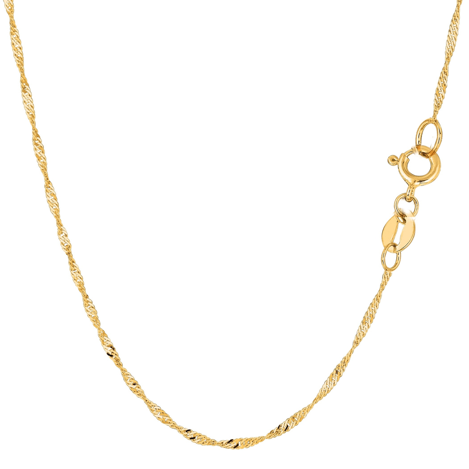 10k Yellow Real Gold Singapore Chain Necklace, 1.5mm, 16″