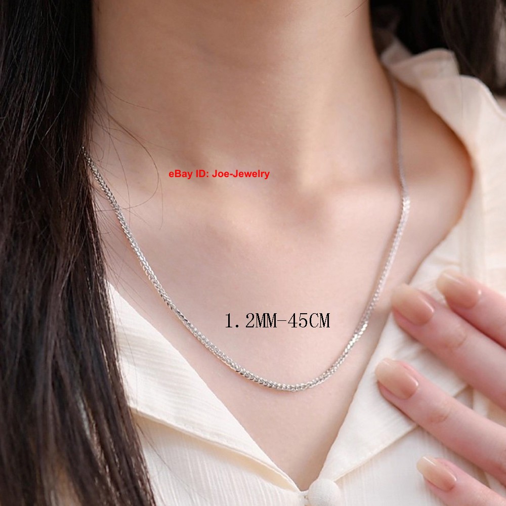 Pure 999 Fine Silver Necklace 1.2mm 2mm 3mm Wheat Link Chain Necklace 15.7-31.5″