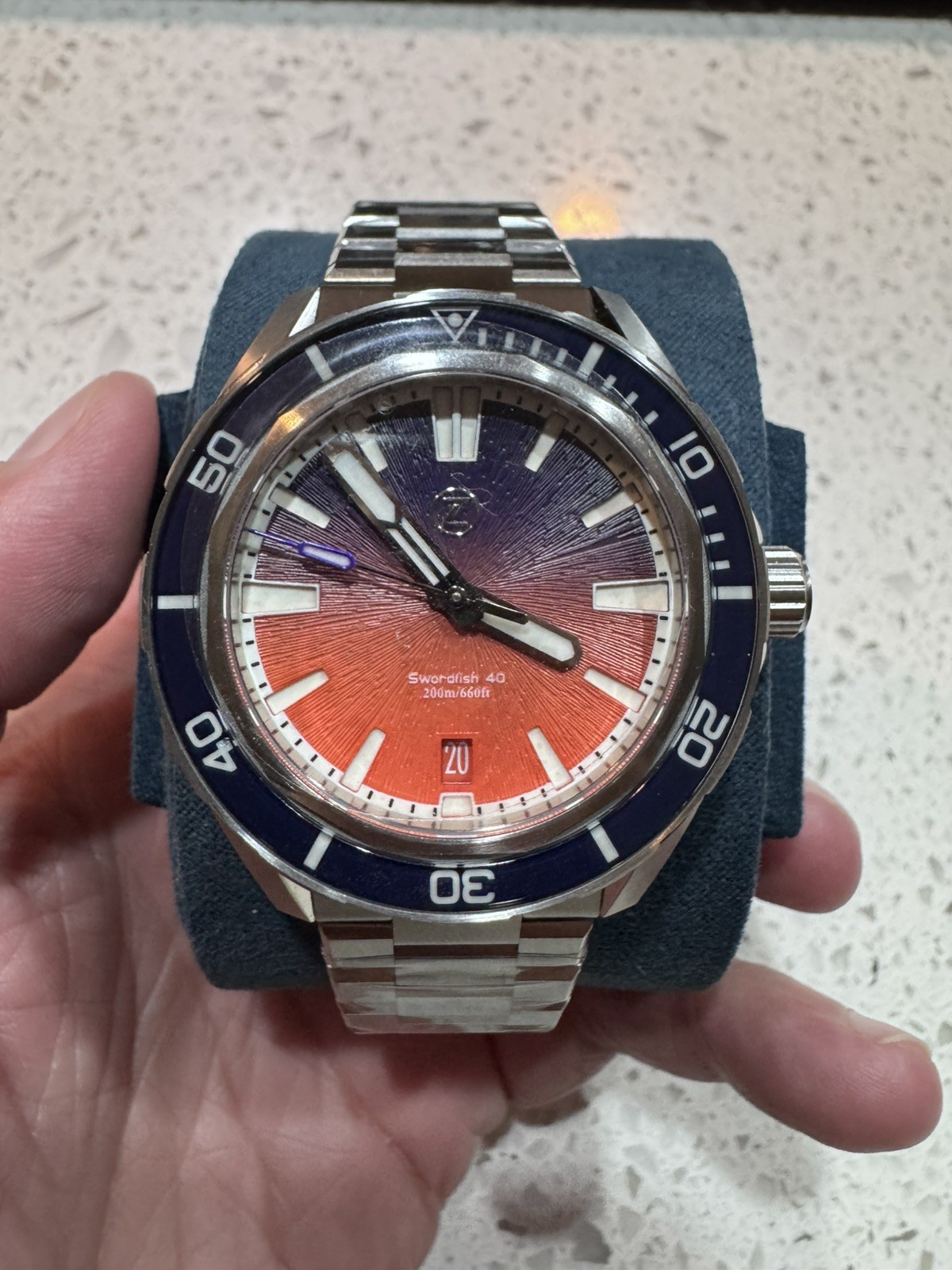 NEW Zelos Swordfish 40 SS 200m ‘Dusk’ Automatic Divers Watch / Still in Plastic