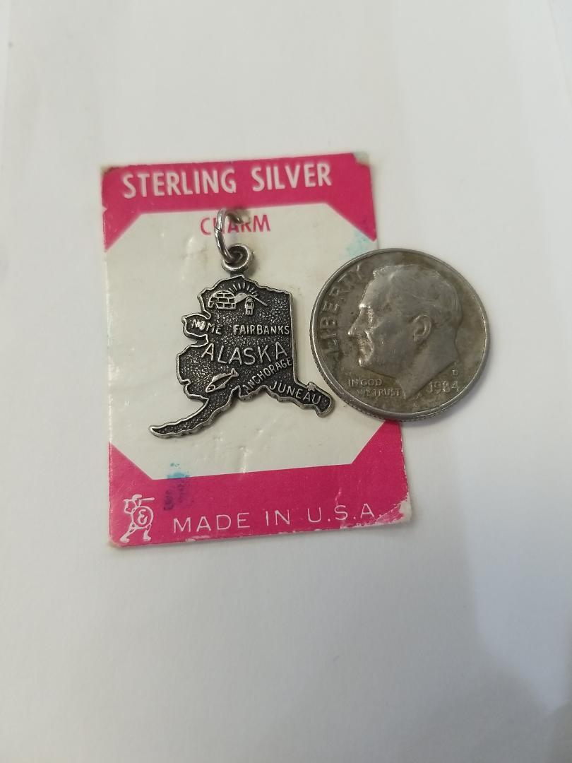 Vintage Sterling Silver State Map Charm, SELECT From 16 different States NOS