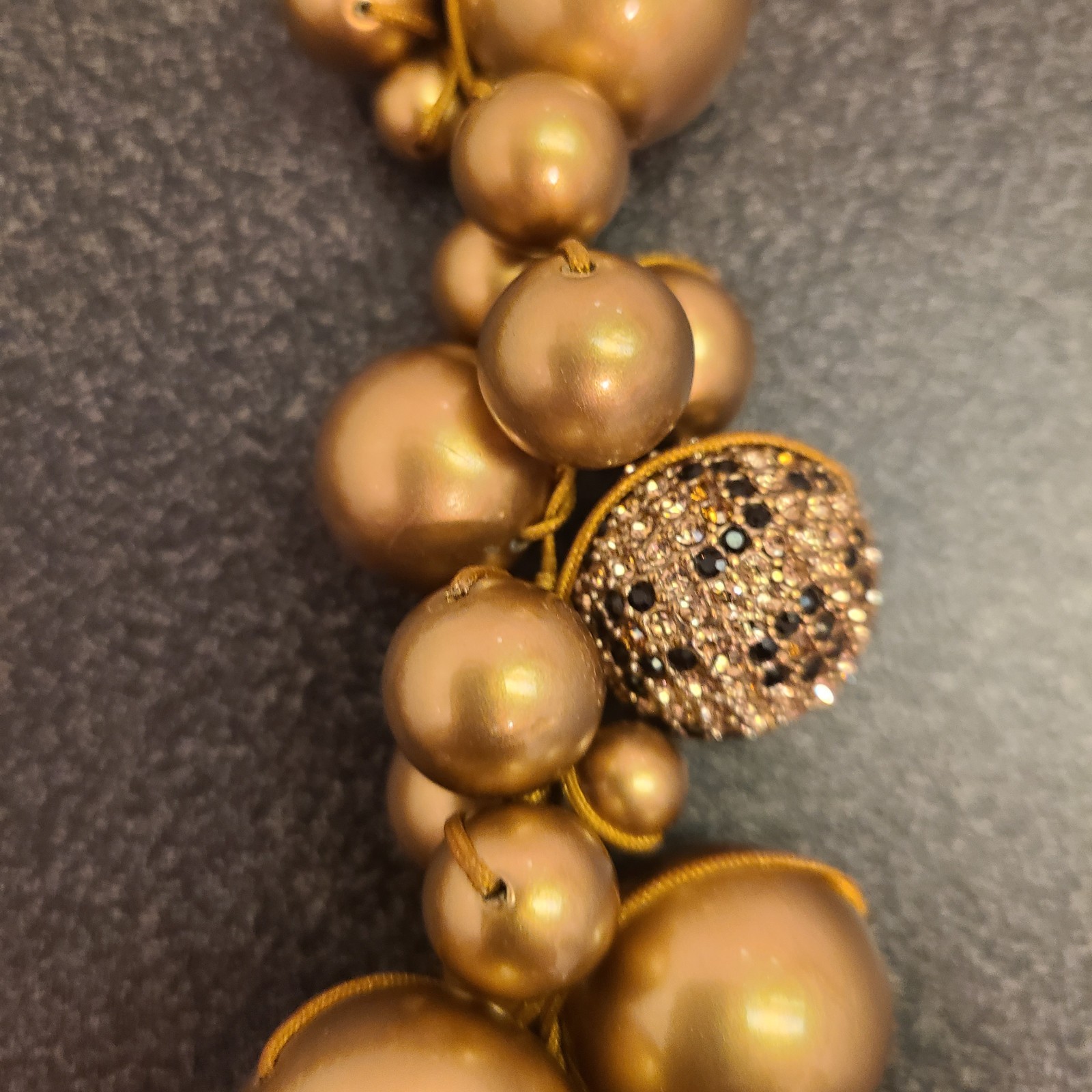 ABS Allen Schwartz Chunky Choker Necklace Giant Gold pearl Statement pc Art Deco