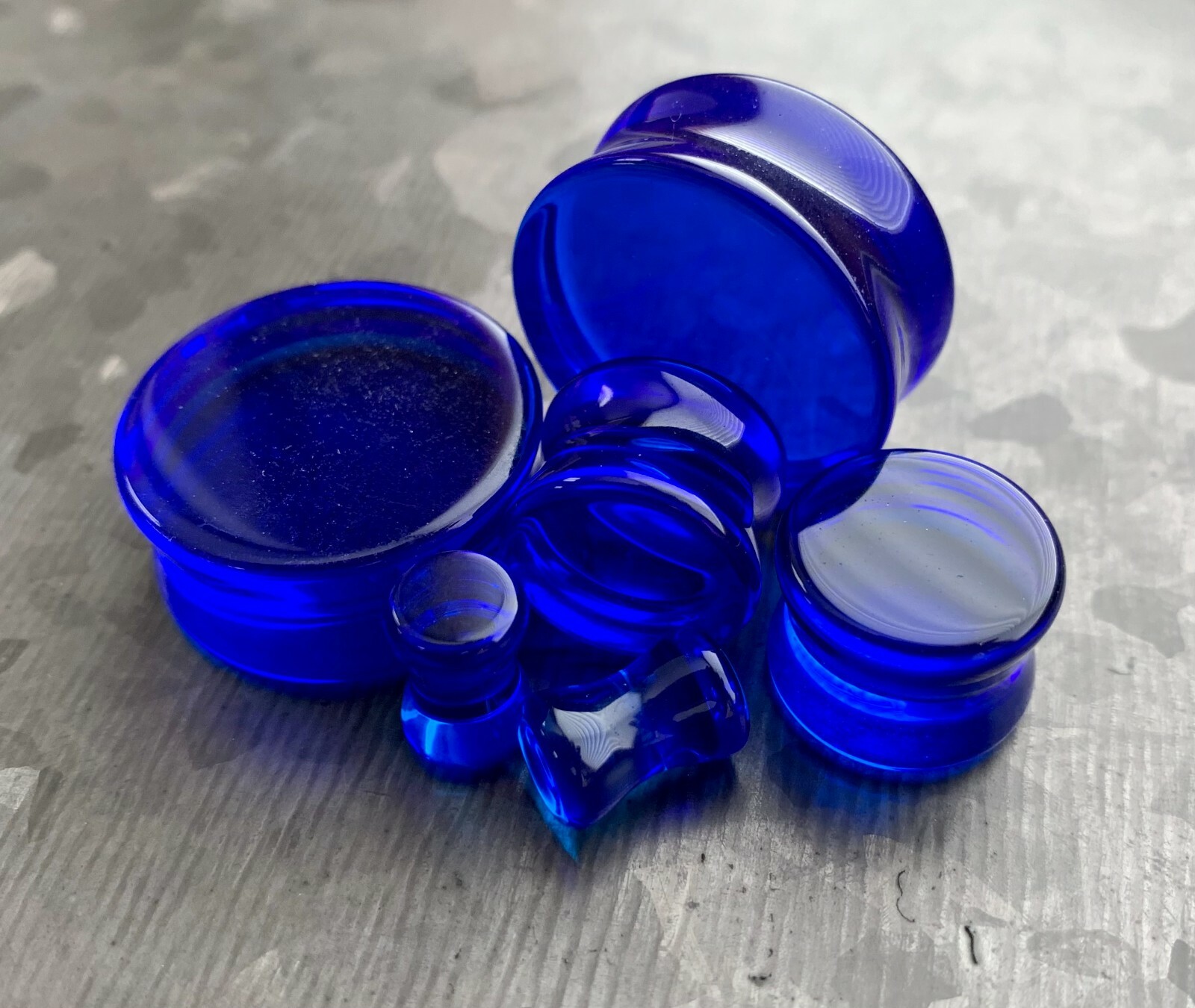 PAIR Flat Glass Double Flare Plugs Gauges Earlets Body Jewelry