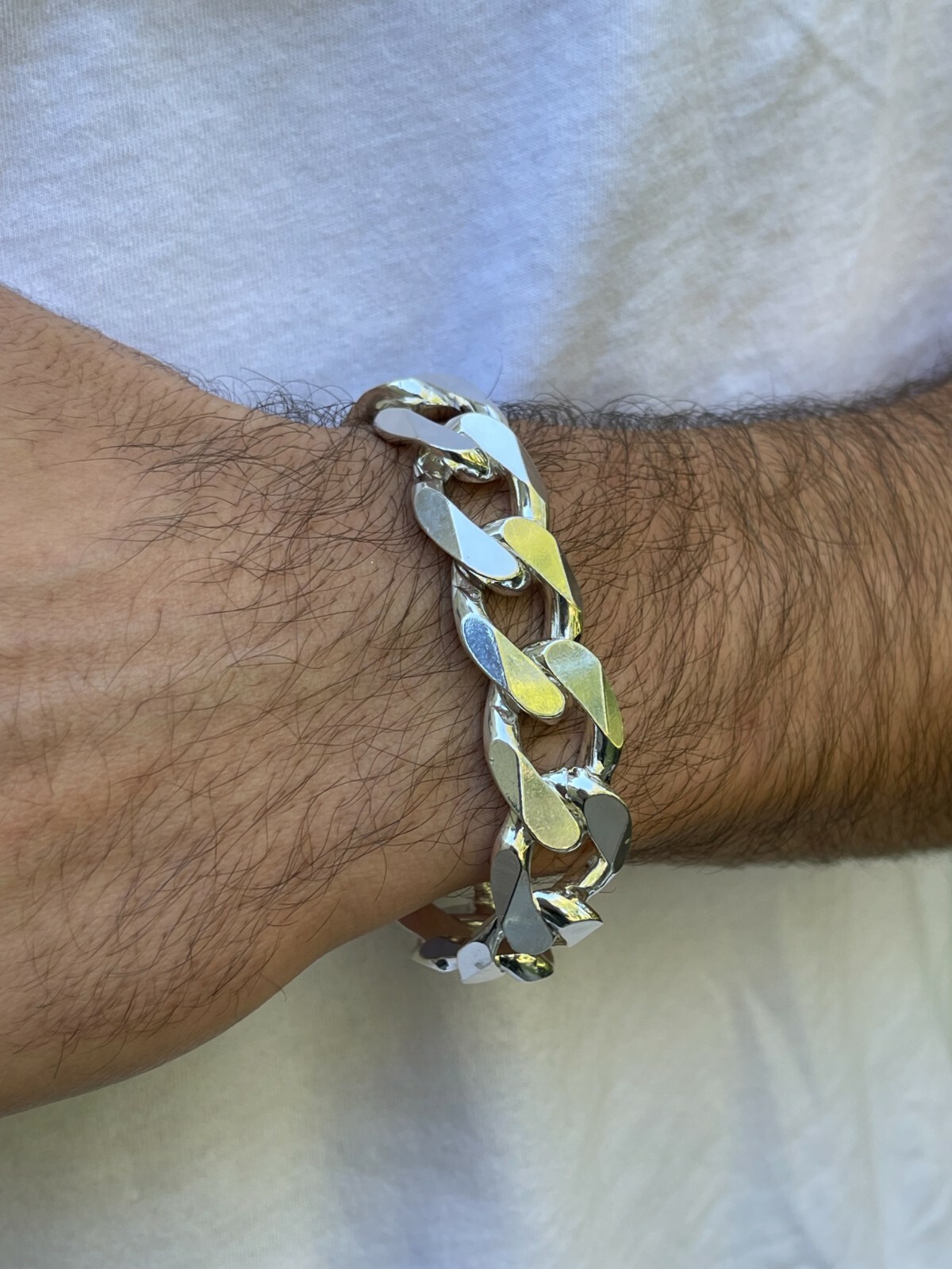Real Solid 925 Silver 18mm Men’s Hip Hop Miami Cuban Curb Link Chain Or Bracelet
