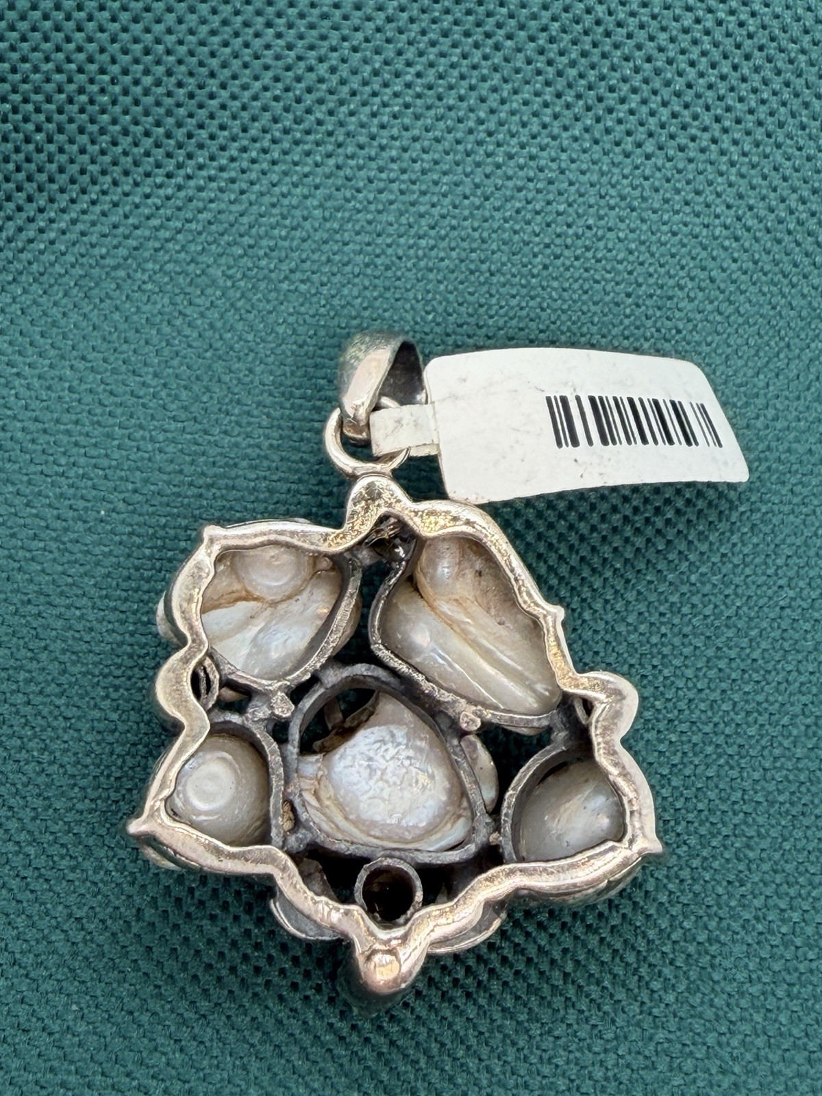 Sterling Silver Baroque White Pearl Pendant Amethyst Cluster Asymmetrical