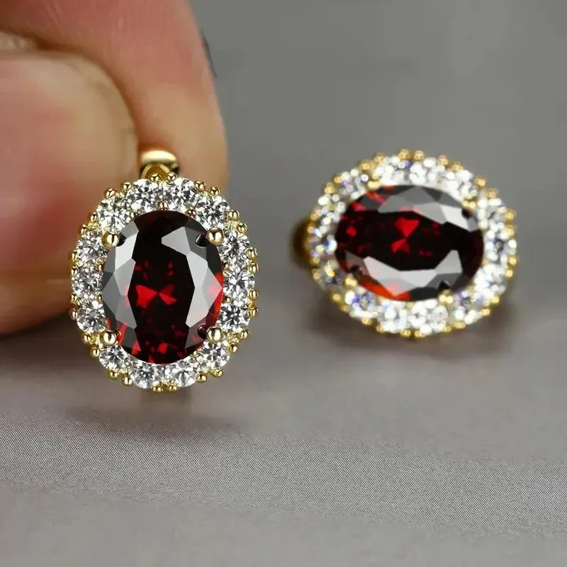2026 exquisite multi-color oval ear buckle with French design, court style