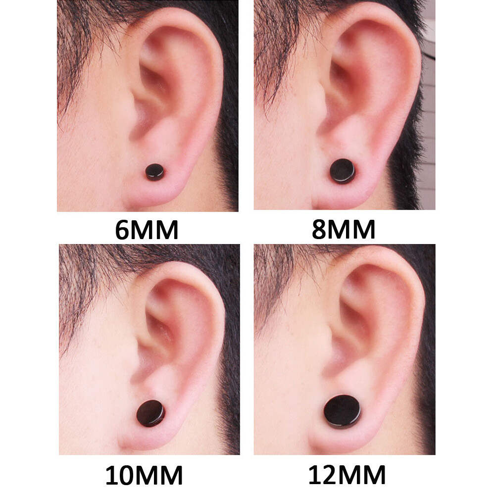 Mens Women Stainless Steel Stud Earrings Magnetic Ear Plugs Non-Piercing Clip On