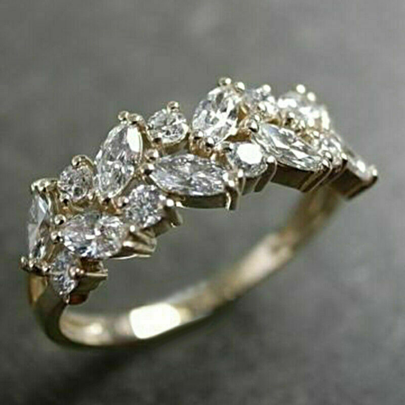 2Ct Marquise Cut Lab Created 14k Yellow Gold Finish Engagement Wedding Band Ring
