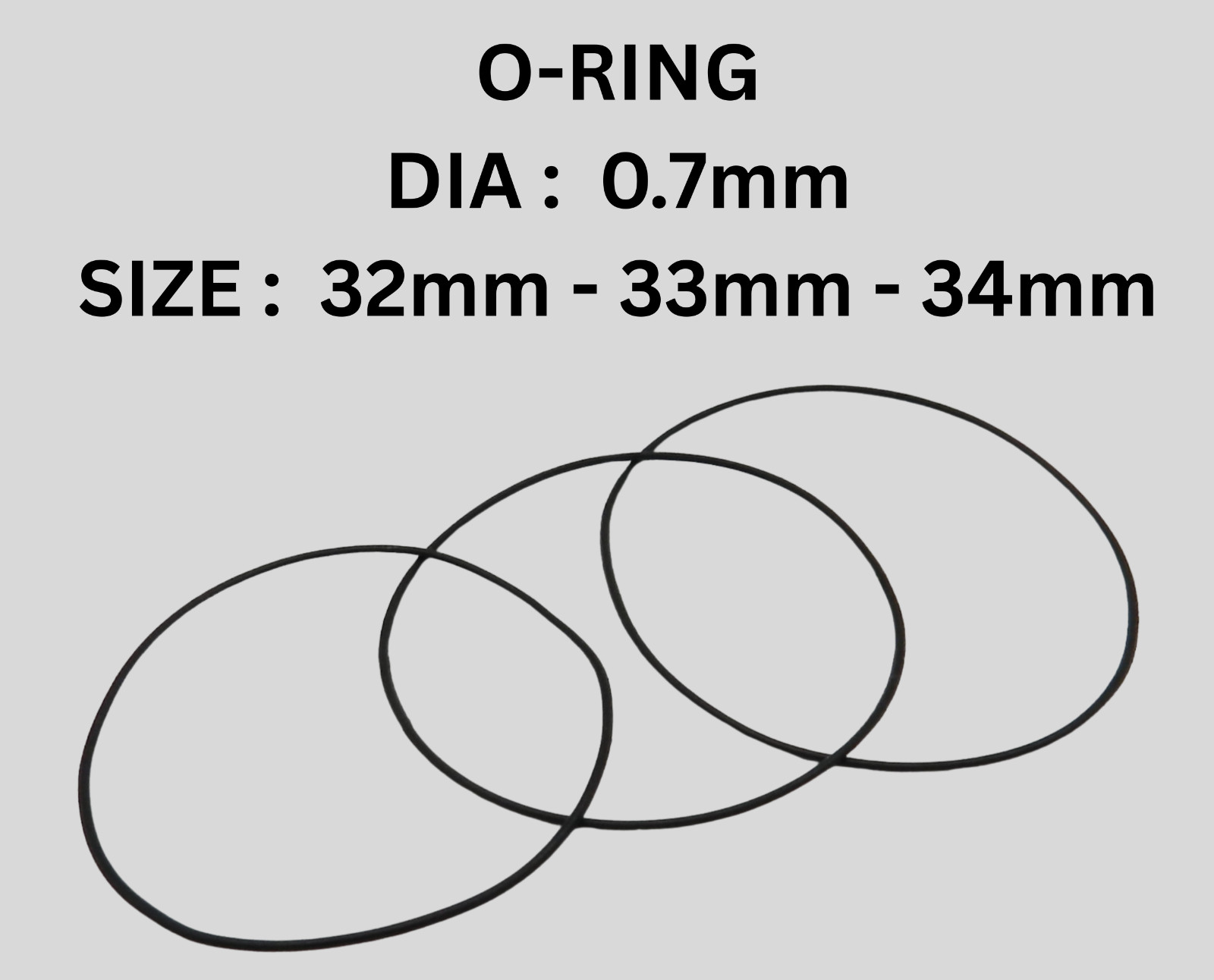 Rubber Watch Case Back O Ring Round Gasket 32mm – 33mm – 34mm Thick 0.7mm