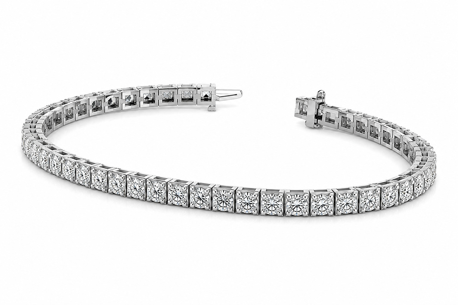 925 Sterling Silver 12Ct Created Diamond Tennis Bracelet 7″ Wedding Gift for Her