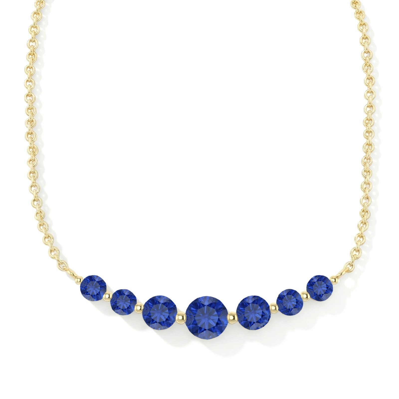 Blue Sapphire Necklace, September Birthstone Gemstone Bar Necklace For Women