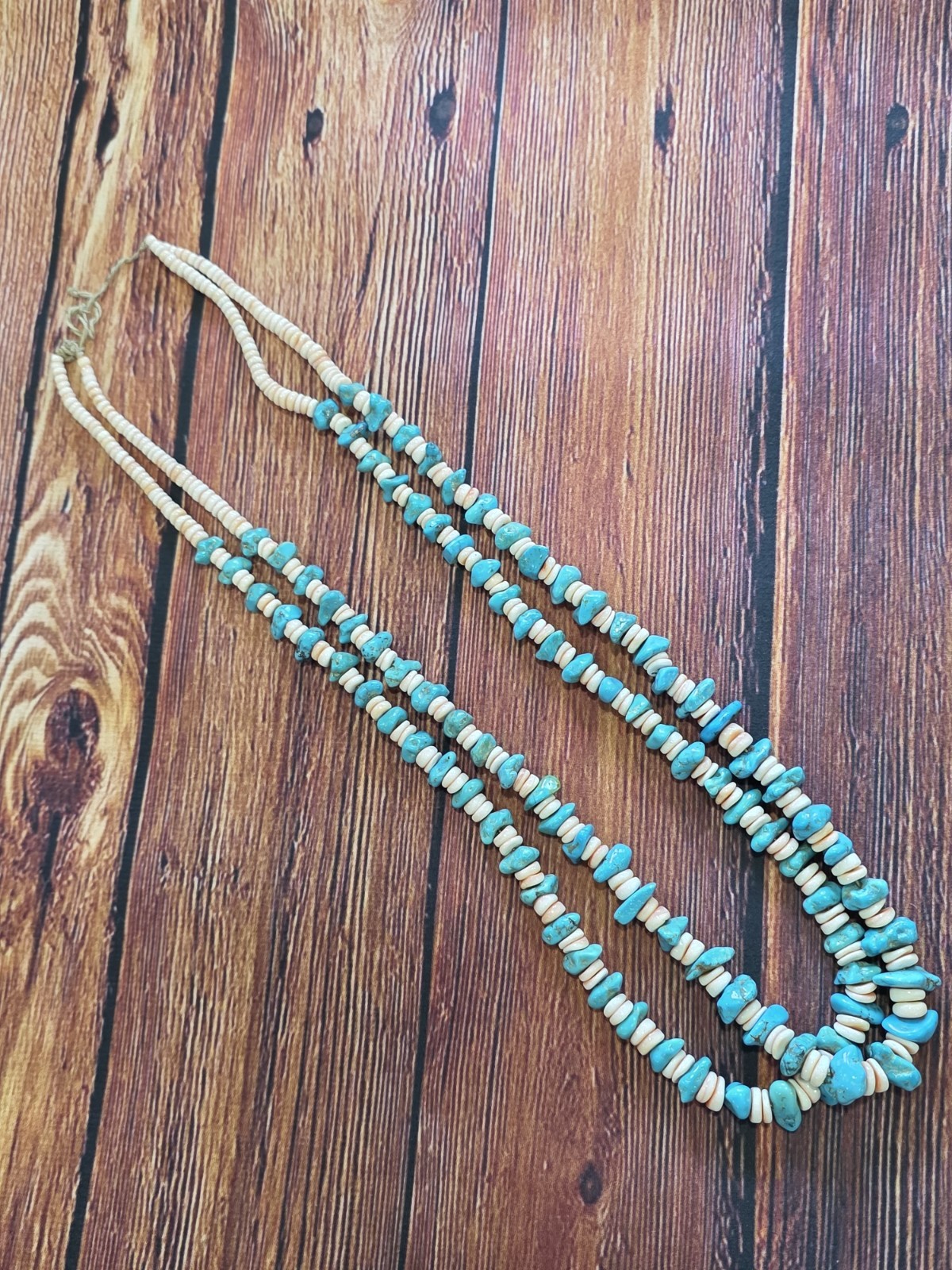 Vintage Strung Two Strand Necklace Native American Peublo Kewa Santo Domingo