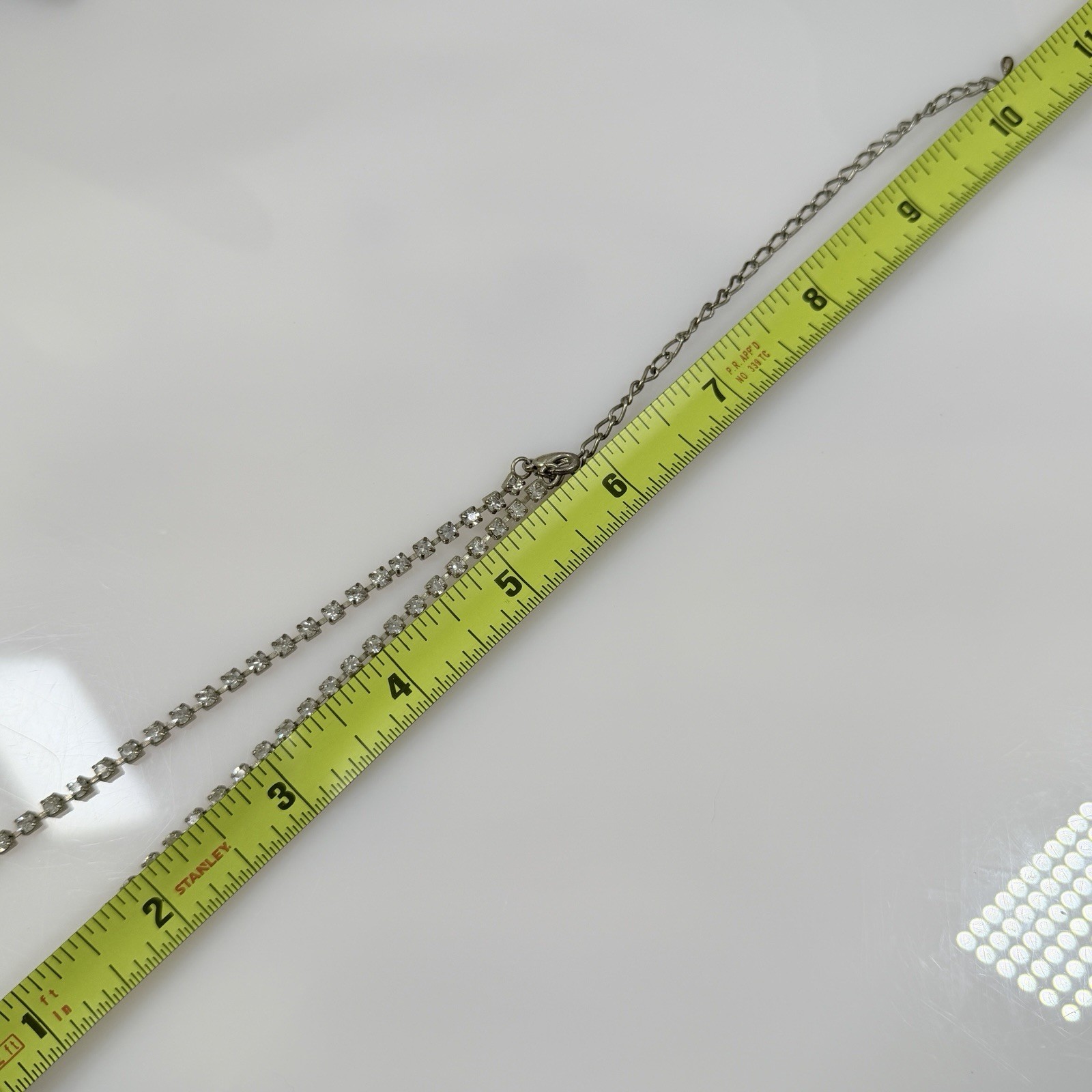 Vintage Rhinestone Necklace Choker Flower Lightweight Adjust up to 16″
