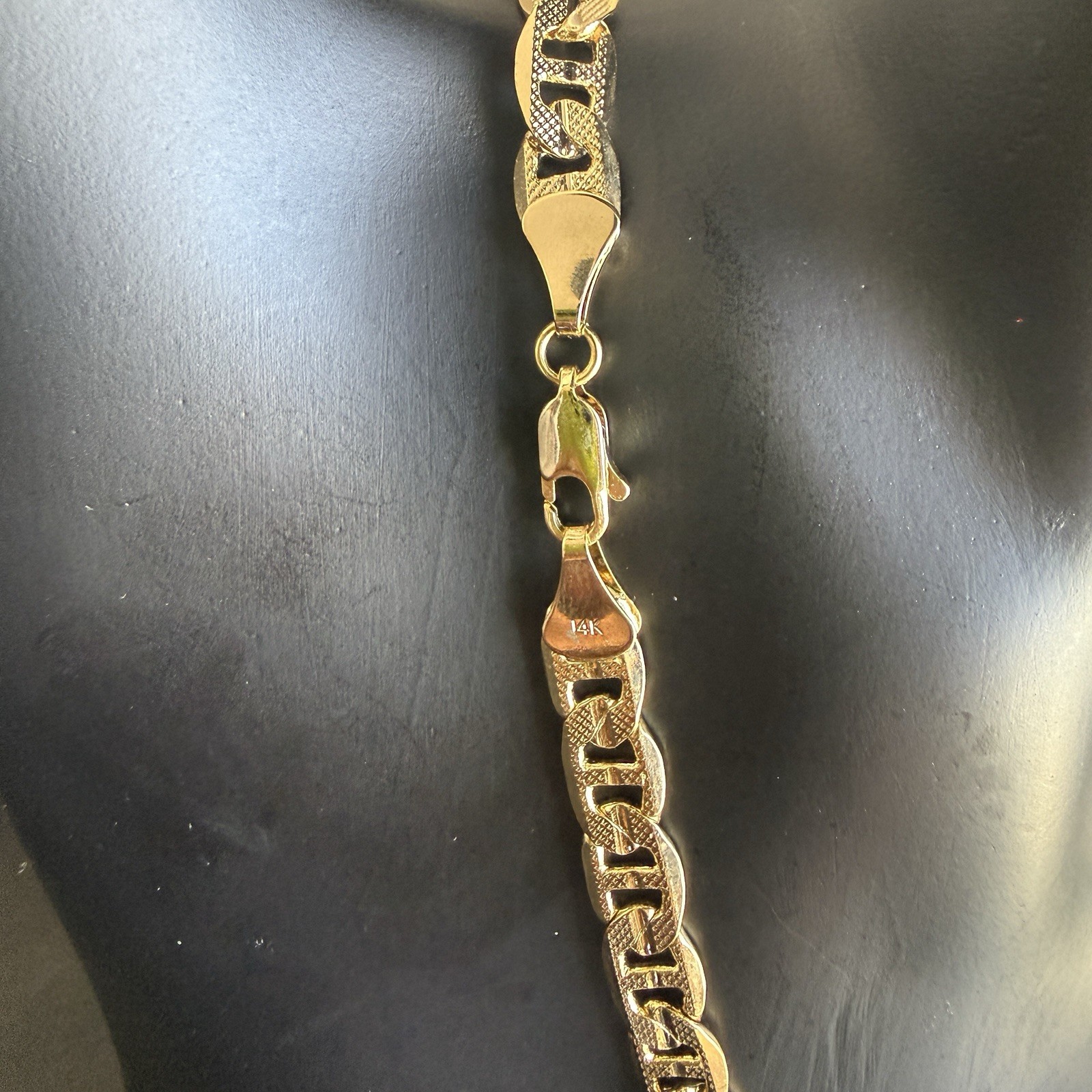 14K Gold Plated Flat Mariner Link Chain Necklace