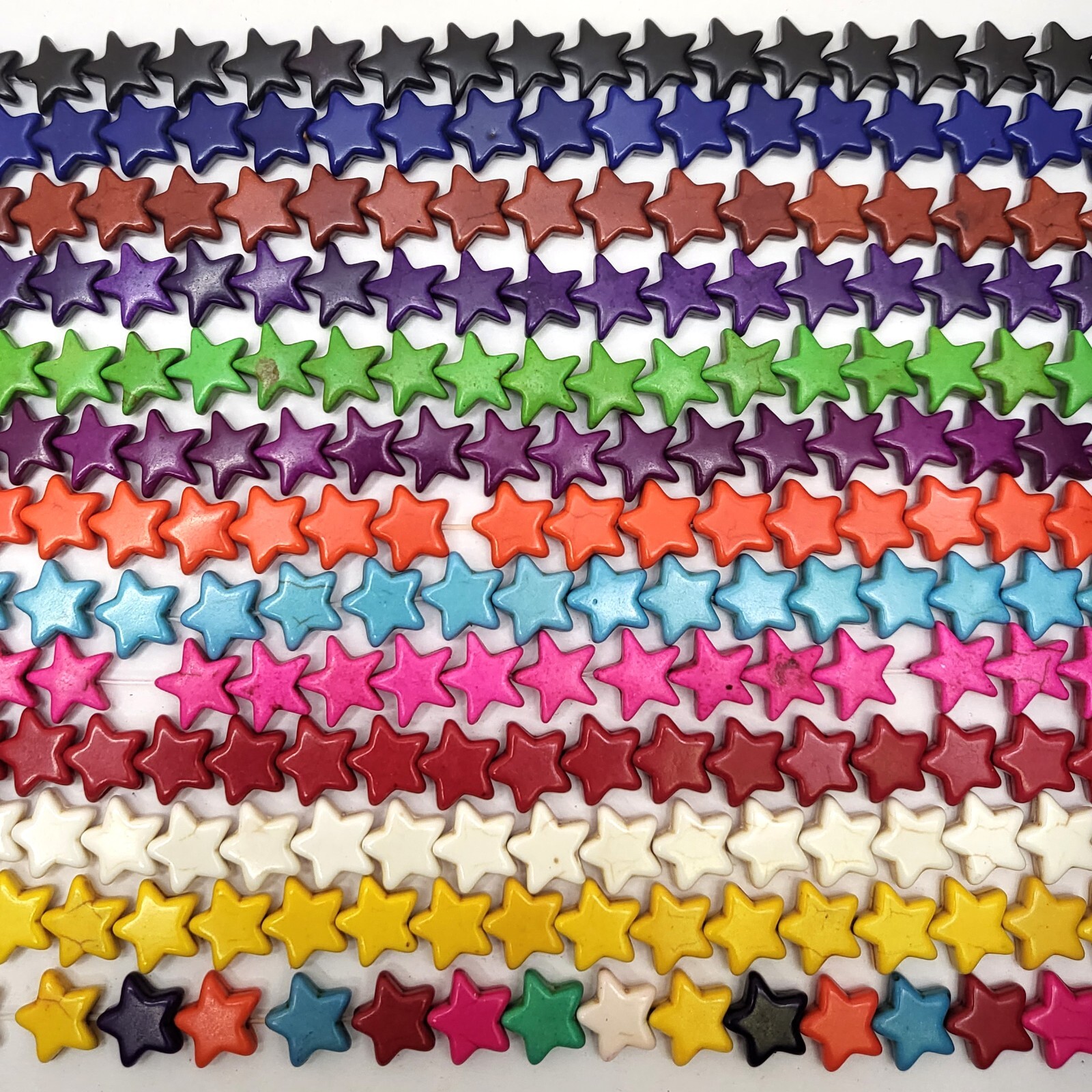 Turquoise Star Bead Howlite Turquoise Spacer Yellow Black White Pink Blue 15″