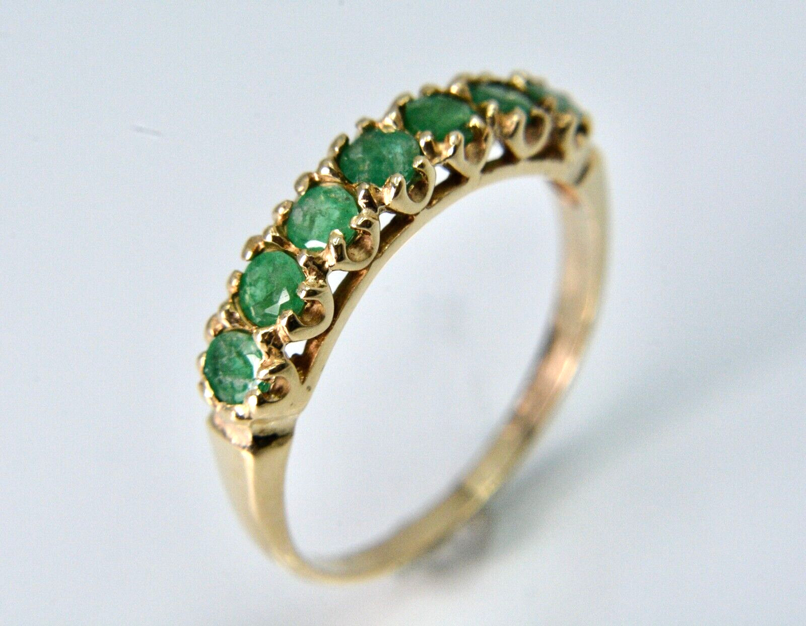 .50ctw Round Cut Emeralds Prong Set Wedding Ring 14k Yellow Gold Size 7.25