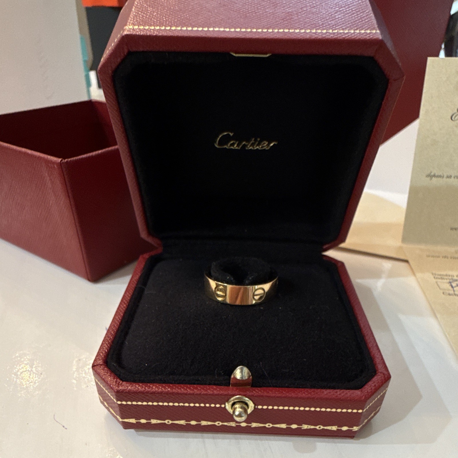 Cartier Classic Love 18K Yellow Gold Ring Size 57 Signed 5.5mm