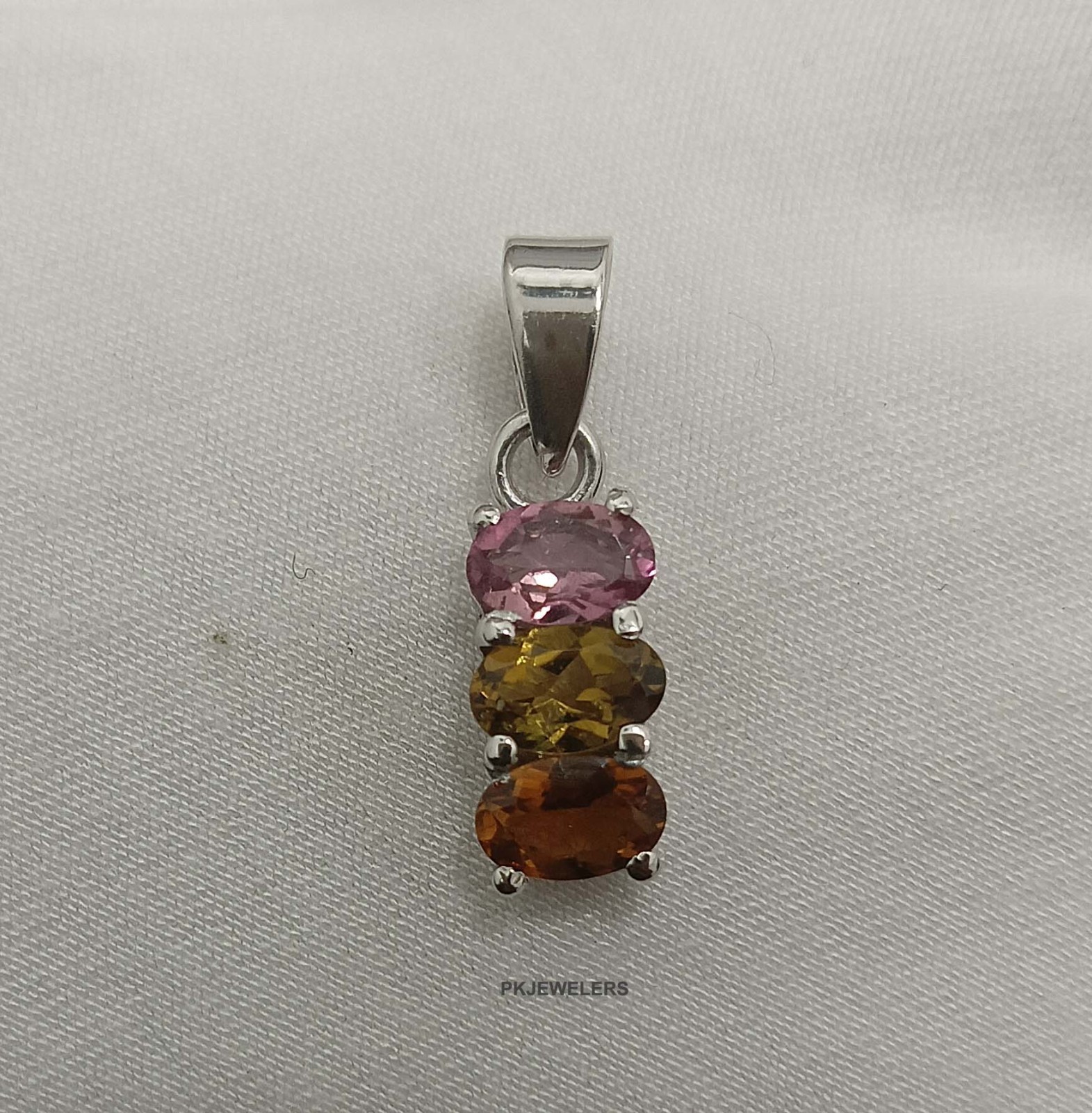 925 Sterling Silver Natural Multi Tourmaline Gemstone Woman Pendant NA-399