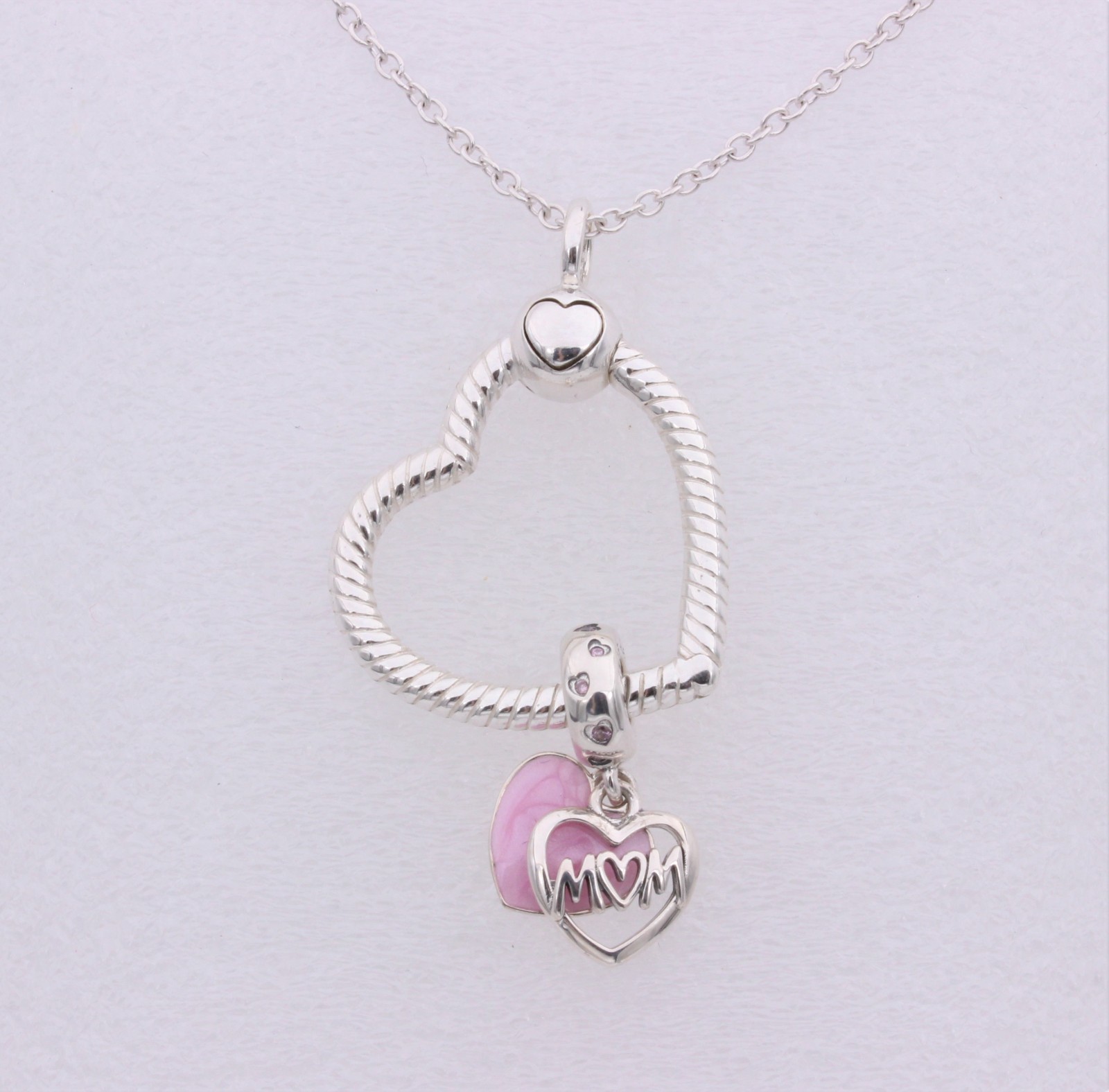 Authentic PANDORA Moments Heart Pendant Charm Holder 925 Silver NEW w/Pouch