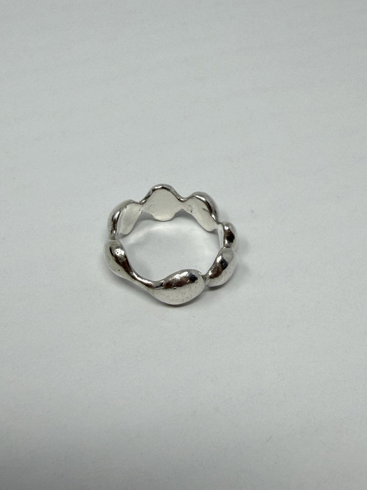 Sterling Silver 925 Bubble Band Ring Size 8 Modern Organic Pebble Design