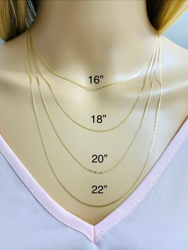 14K Solid Gold Anchor Mariner Link Chain Necklace- 14k Real Gold Chain – G030