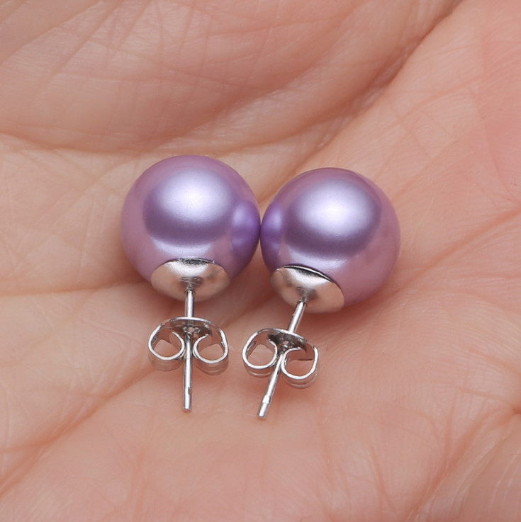 6mm Round 925 Sterling Silver Natural South Sea Shell Pearl Stud Post Earrings