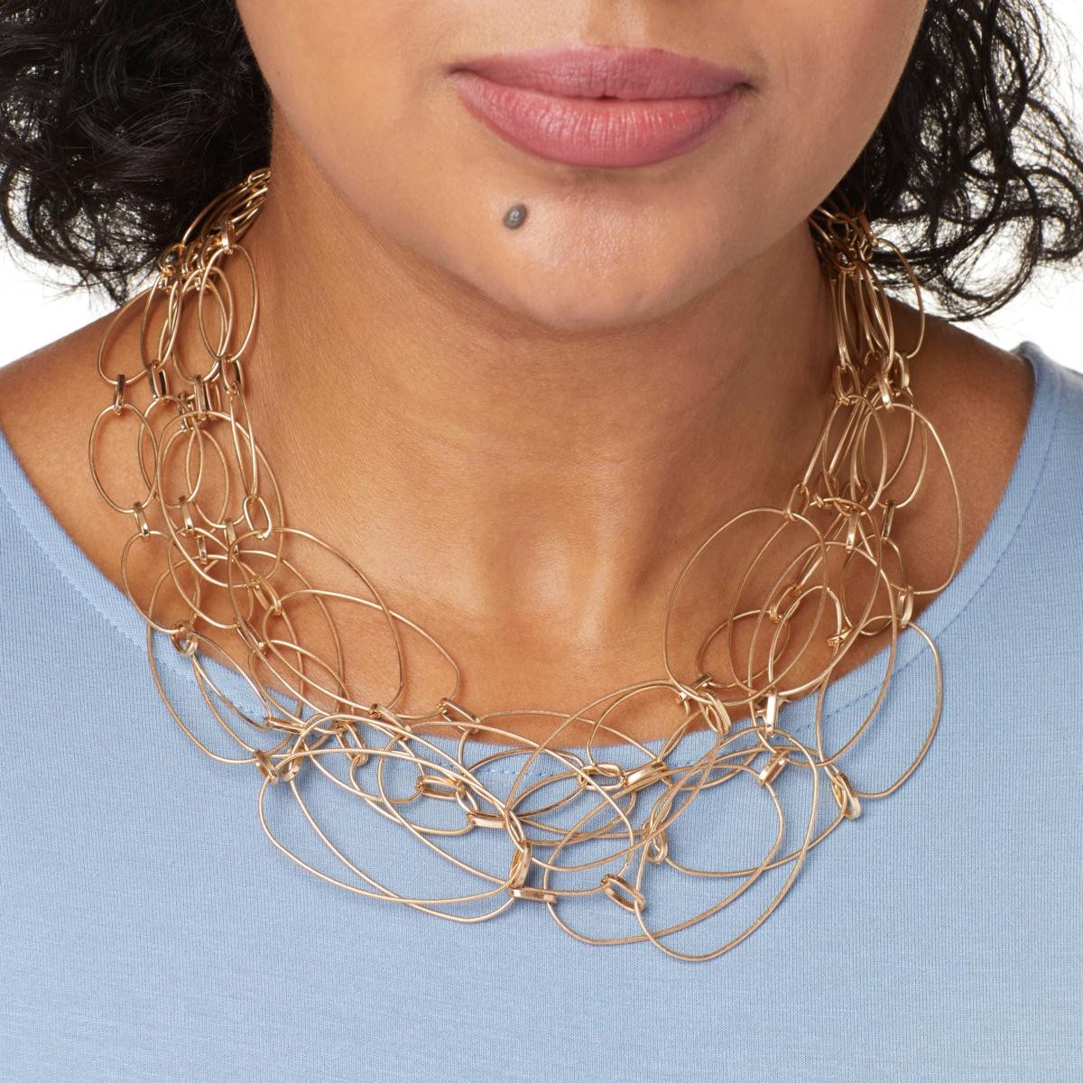 Marla Wynne Goldtone Oval Link Multistrand Adjustable Necklace 19″