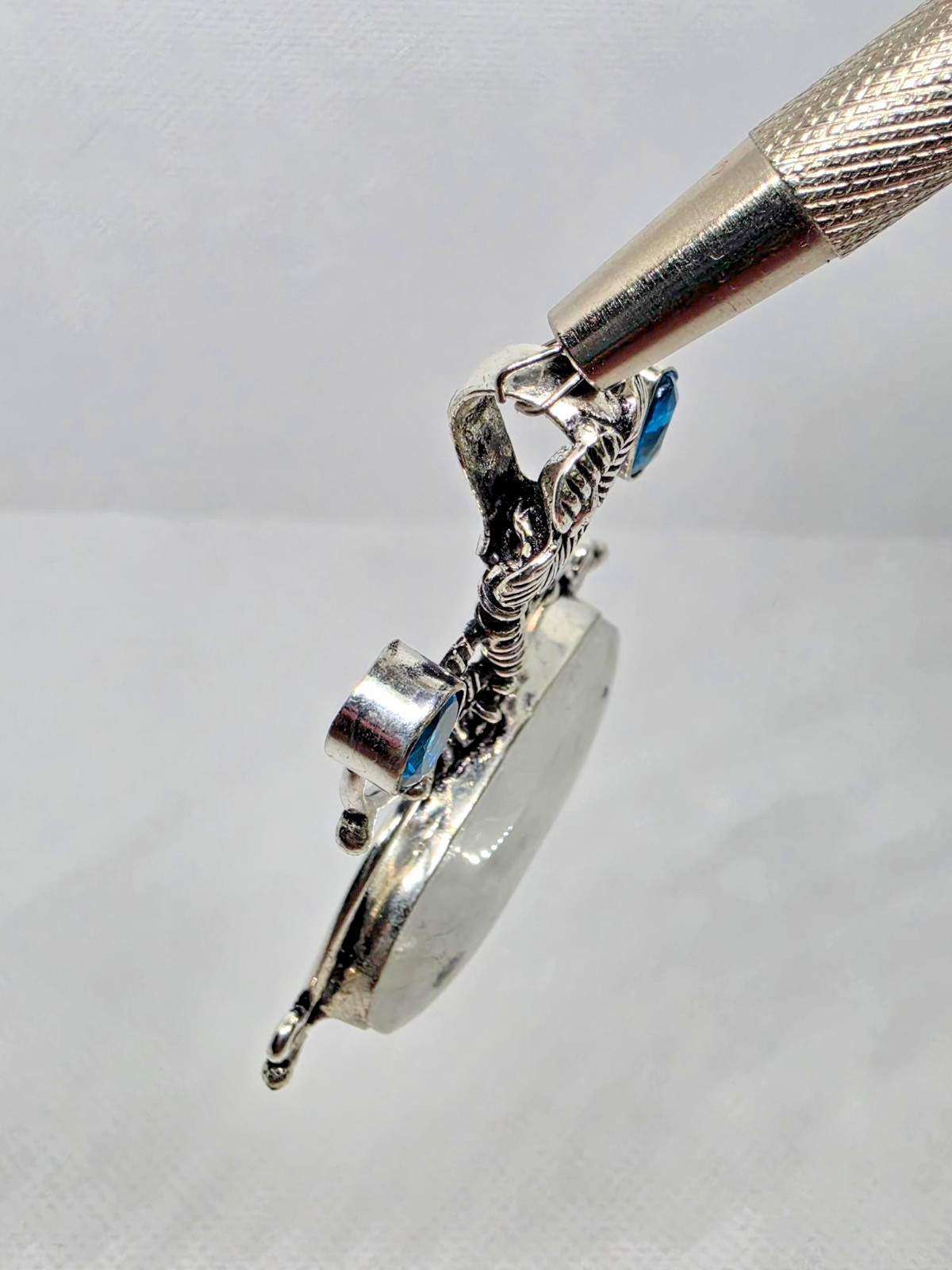 Flower Rainbow Moonstone Blue Topaz 925 Silver Plated Pendant 2.2″