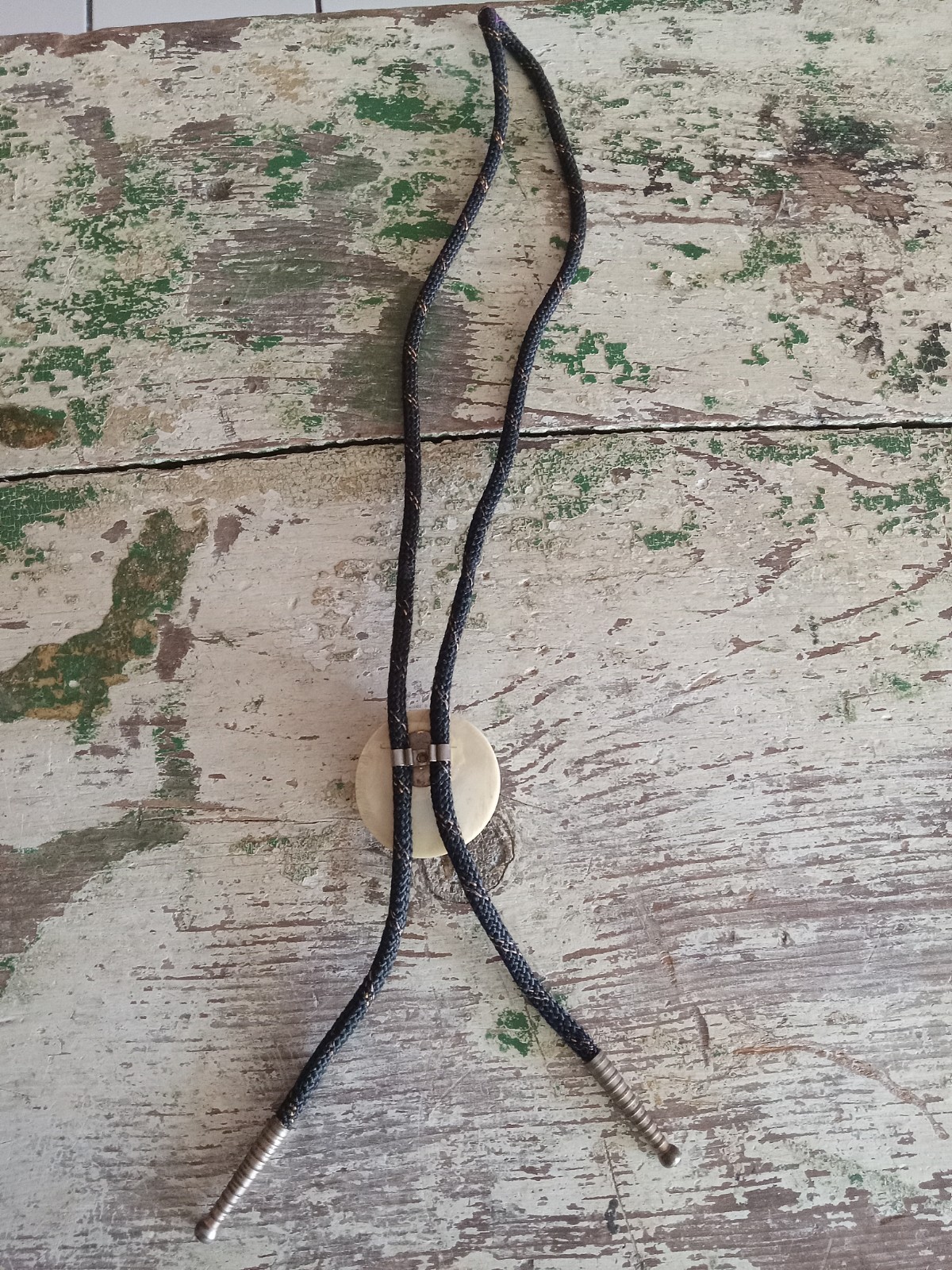 Vintage Rattle Snake Rattler Bolo Acrylic Resin Brass Tips