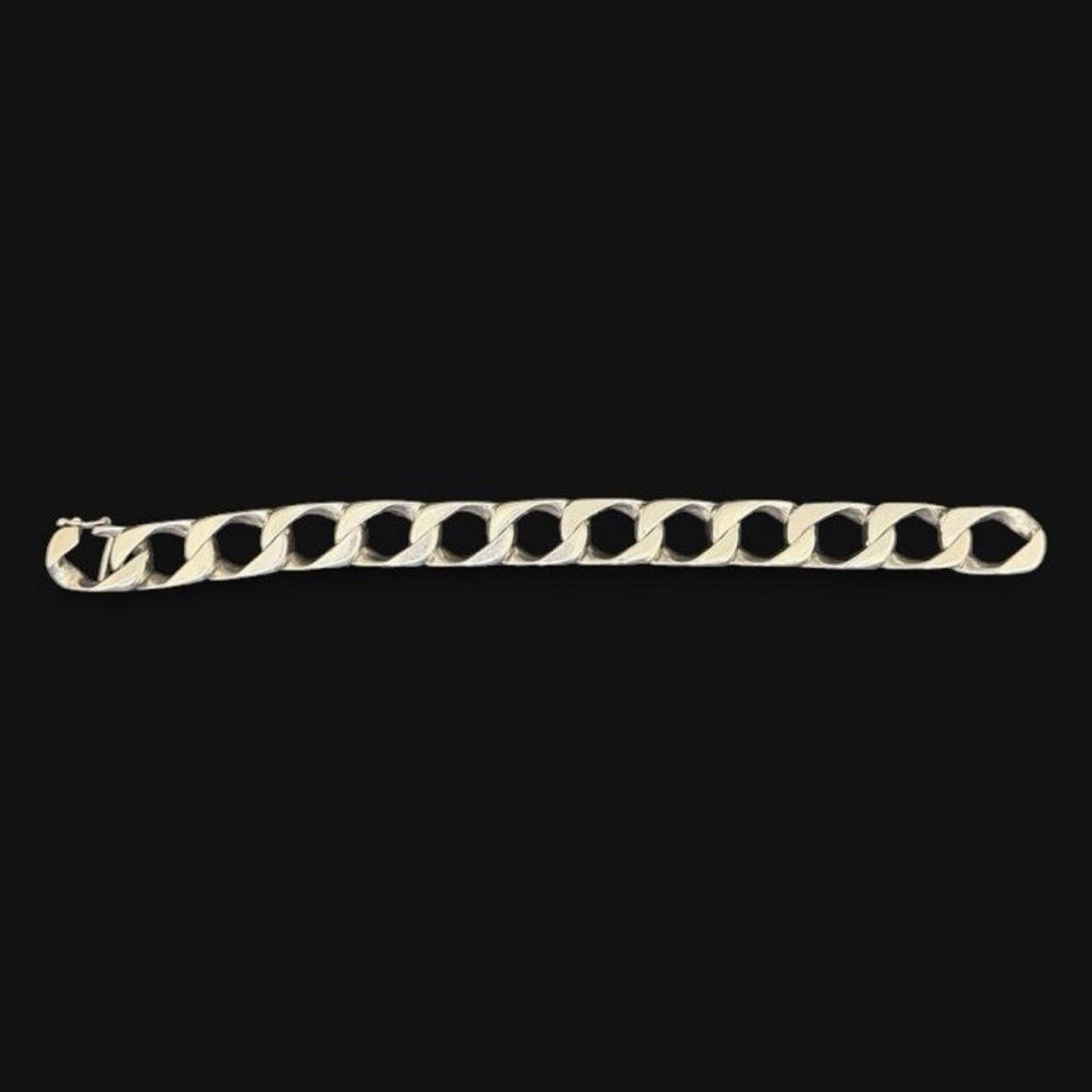 925 Pure Sterling Silver Curb Link Chain Bracelet 8 1/2″ Lobster Clasp