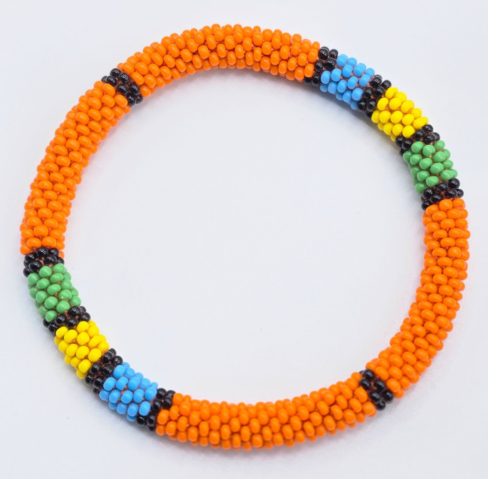 Set of 3 Handmade Glass Seed Bead Beaded Multi Color Stackable Crochet Bracelets