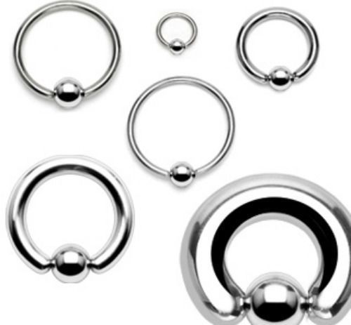 Pair of Surgical Steel Captive Bead Ring Nipple Eyebrow Septum CBR 20 -00 Gauge