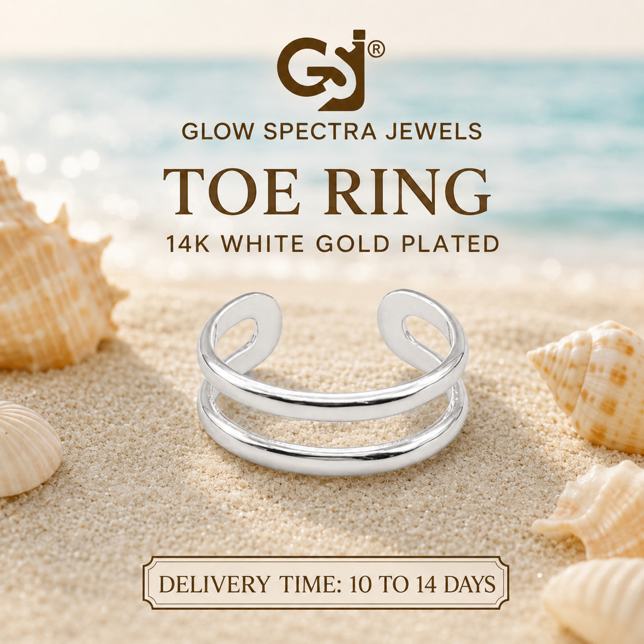2 Line Band Toe Ring Solid 925 Sterling Silver Men/ Women 14k White Gold Plated