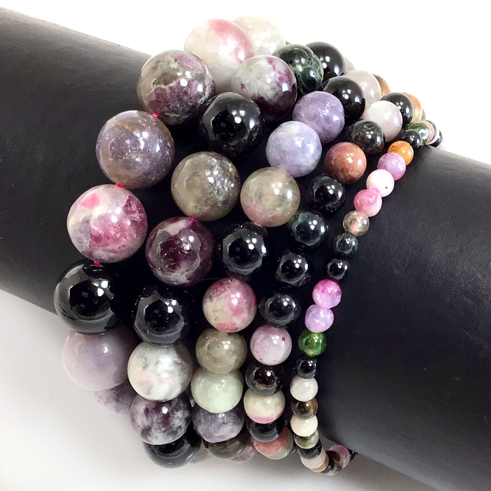 Handmade Natural Tourmaline Stretch Bracelet Round Bead 4 6 8 10 12Gemstone 7.5″