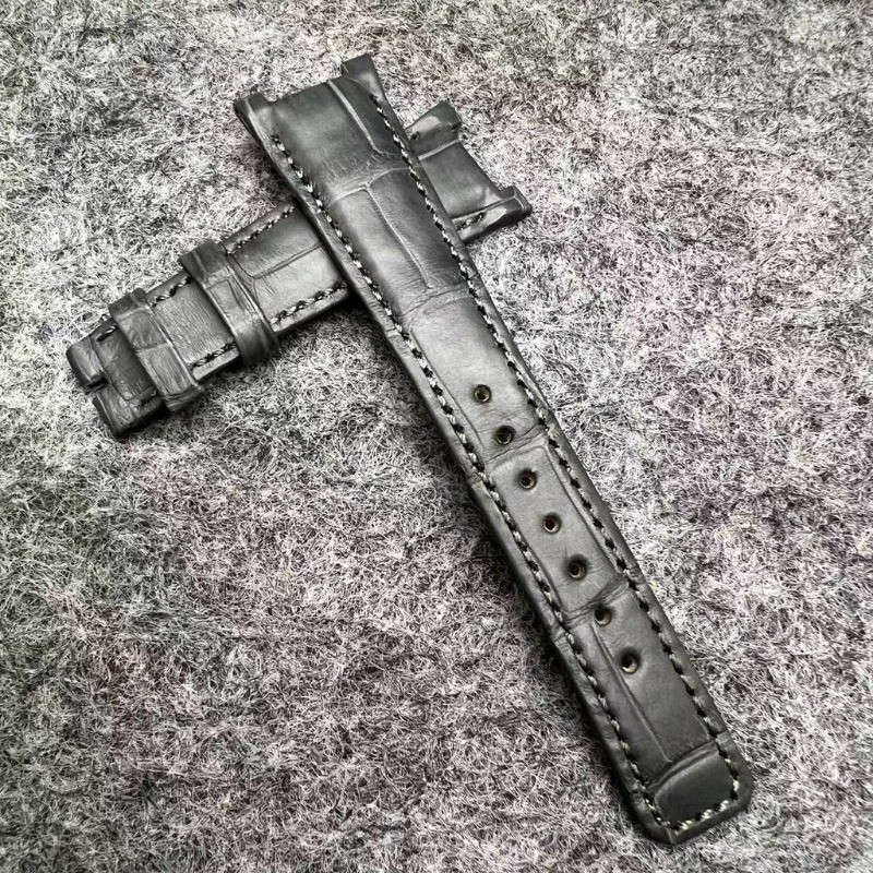 Gray Croco Leather Watch Strap Fits Patek Philippe Nautilus 7010R Ladies 32mm