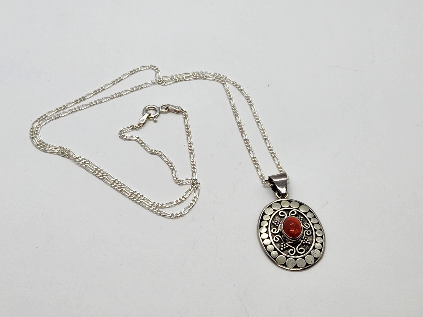 Carnelian Sterling Silver Necklace 20″