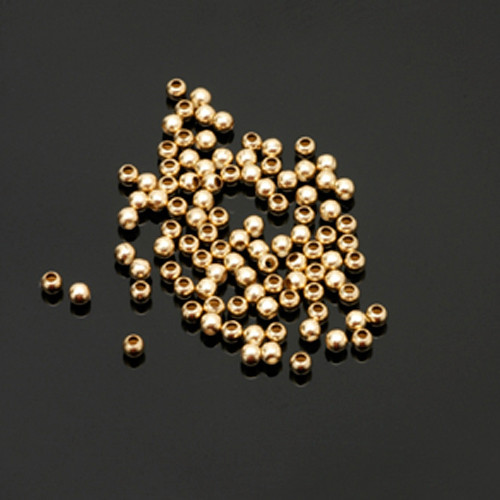 200- 2mm Gold Beads.Round Seamless. Gold Filled 14kt Polished.Spacers. Seed Bead