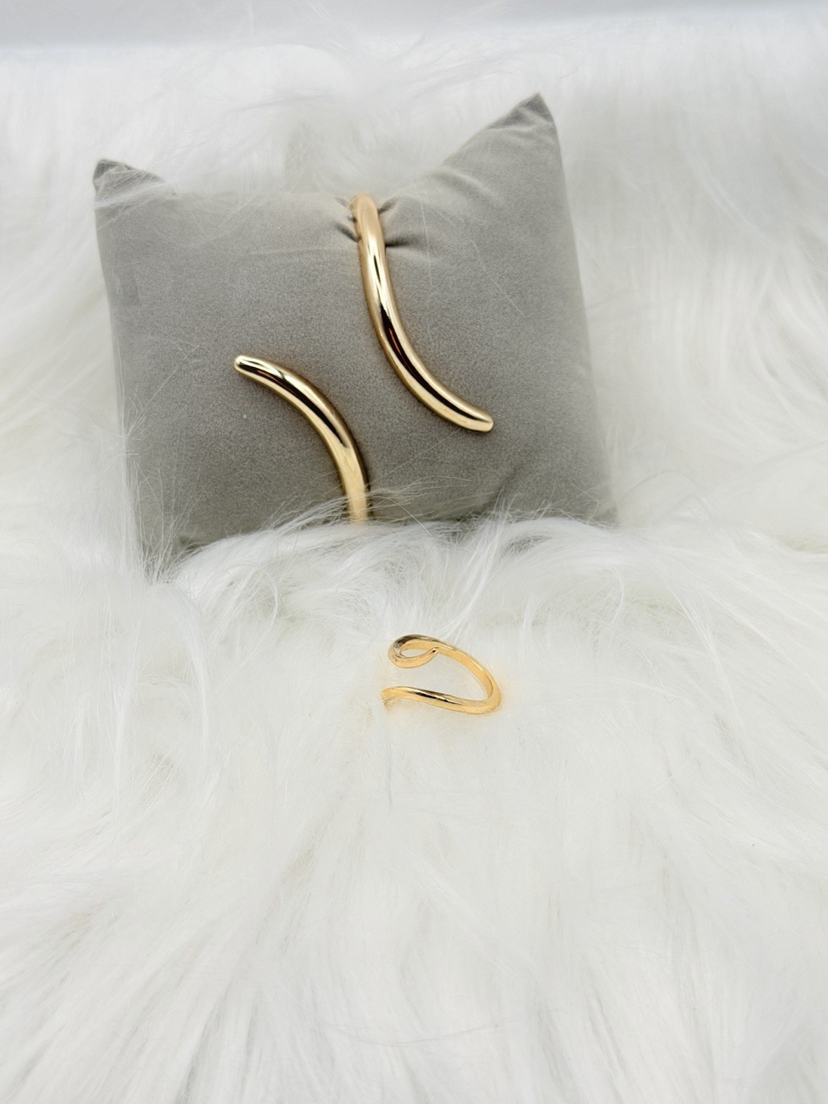 Gold Tone Metal Asymmetrical Cuff Earrings for Auricle