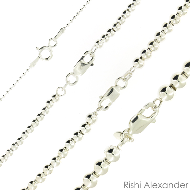 925 Sterling Silver Ball Bead Chain Necklace or Bracelet .925 Italy All Sizes