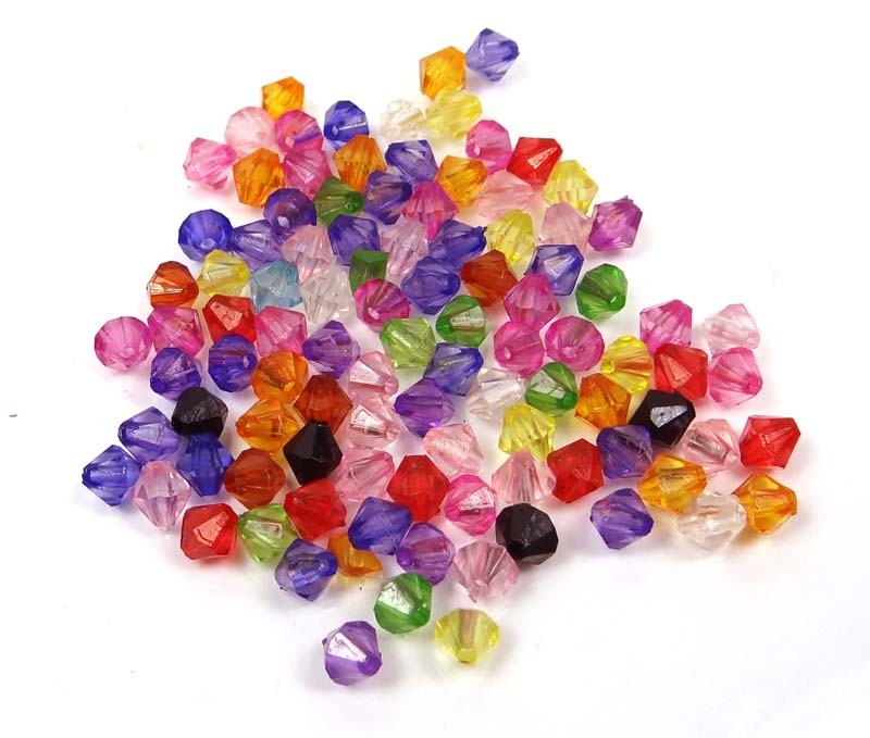6mm Mixed Color Lucite Bicone Transparent Acrylic Beads spacer (100 pcs)