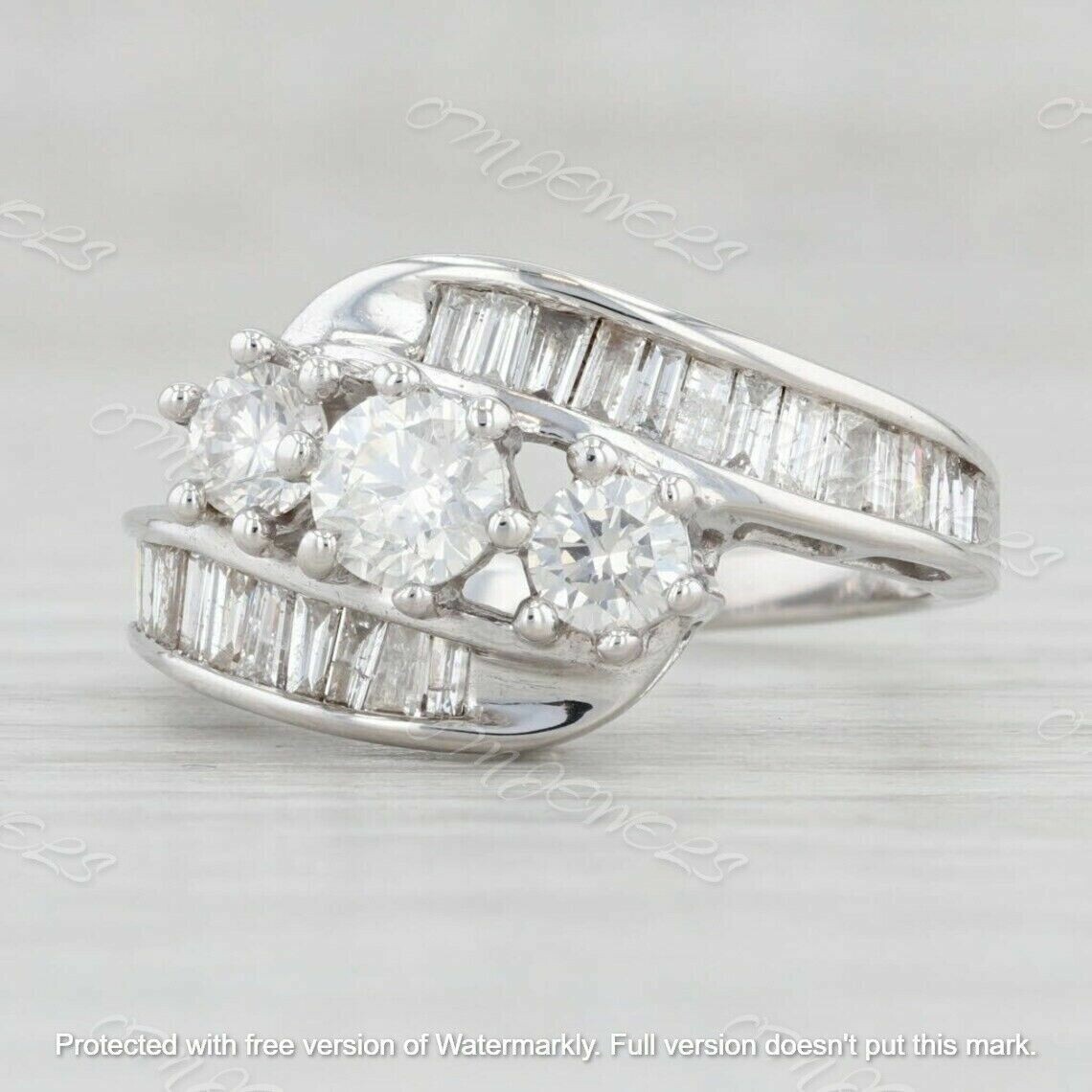 2Ct Lab-Created Diamond Solitaire With Accents Engagement Ring 14K White Gold Fn